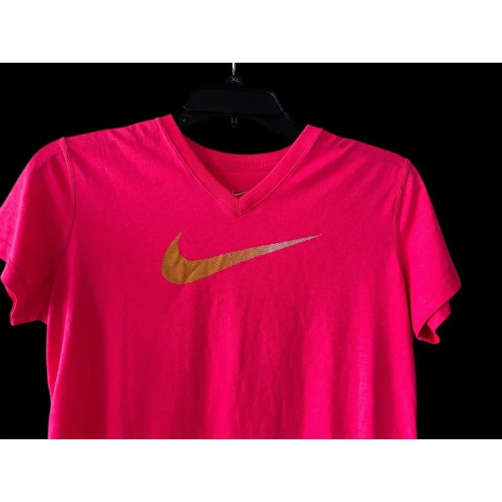 Nike‎ Girls T Shirt Size XL X Large Pink Short Sleeve Dri Fit V Neck